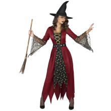 (XL) Red and gold witch costume for women