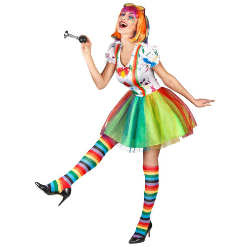 Rubies (L) Women's multicolored paint clown costume 1