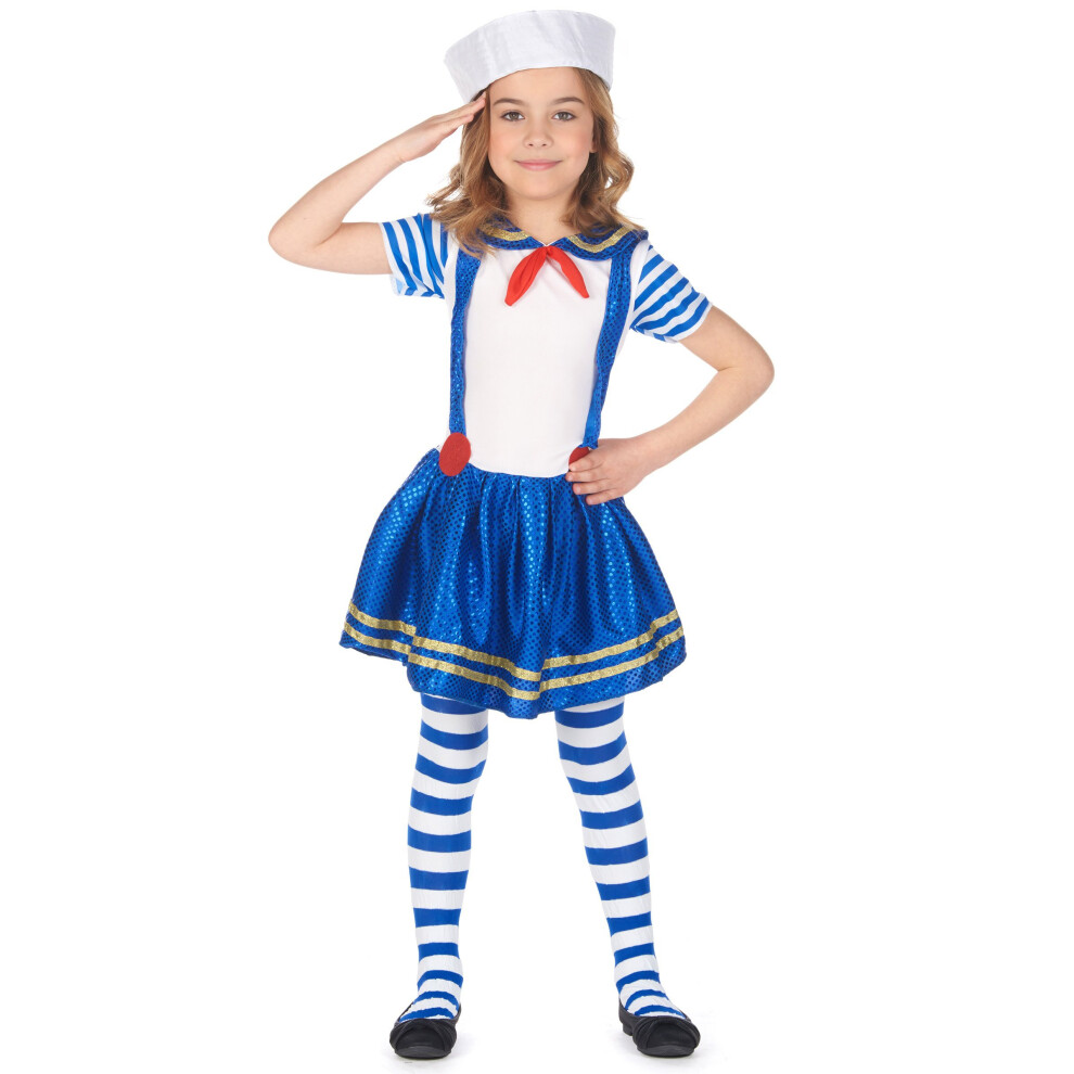 Rubies (S 4-6 Years (110-120 Cm)) Shiny Sailor Costume For Girls White/Blue