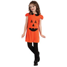 (L 10-12 years (130-140 cm)) Pumpkin lantern costume for girls