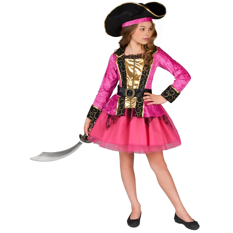 Rubies (L 10-12 Years (130-140 Cm)) Pink And Gold Pirate Costume For Girls Pink,Gold