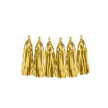 Tassel garland 12 metallic gold pompoms 1.5m