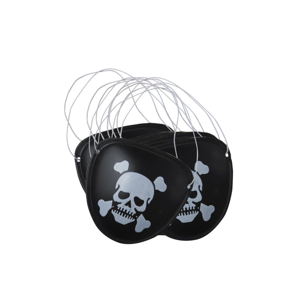 New Rubies Unisex 6 Plastic Pirate Eye Patches Black/White