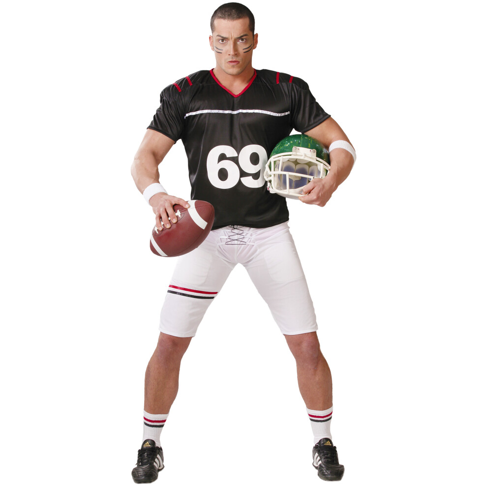 Rubies Black And White American Football Player Costume For Men White,Black