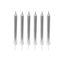 10 Metallic Silver Birthday Candles 7cm