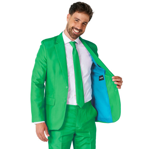 Rubies (M (EU 48-50)) Mr. Solid green suit for men Suitmeister 2