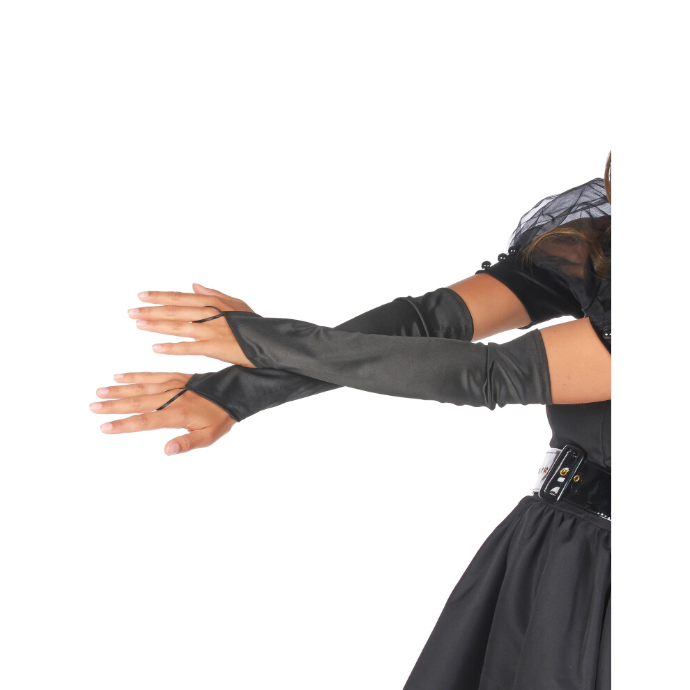 Rubies Adult's Long Satin Fingerless Gloves Black