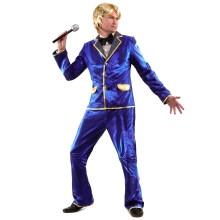 (M) Blue disco singer costume for men