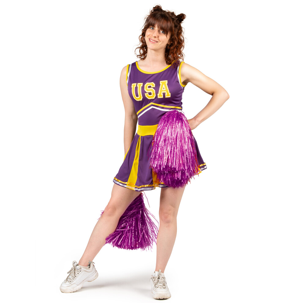 Rubies (M (38-40)) Purple And Yellow Usa Cheerleader Costume For Women