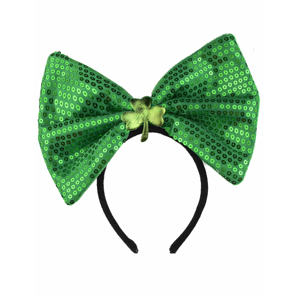 New Rubies Unisex Adult Sequin Bow Headband Green