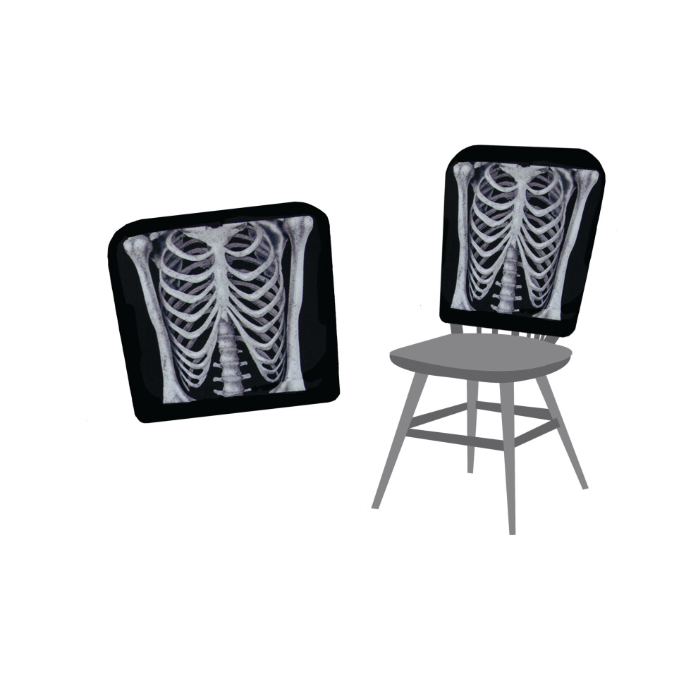 New Rubies Skeleton Chair Cover 38 X 48 Cm Halloween Black