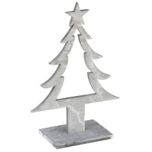 Grey wooden Christmas tree decoration 25 x 11 x 8 cm