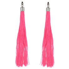 Adult neon pink fringe earrings