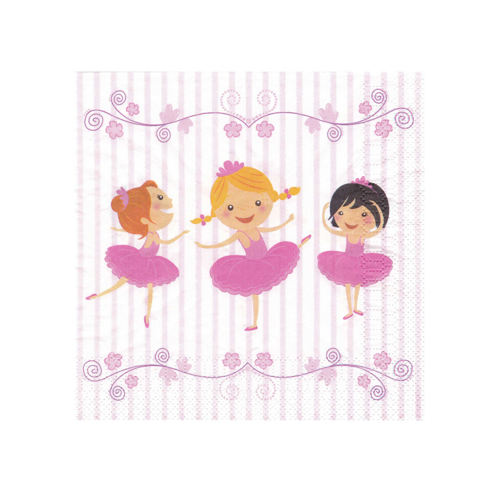 Rubies 20 Ballerina Paper Napkins 33 X 33 Cm