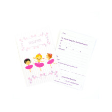 6 Ballerina Invitation Cards with Envelopes 10 x 15 cm