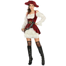 (L) White and red pirate costume for women