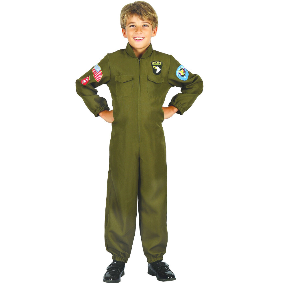 Rubies (M 7-9 Years (120-130 Cm)) Boy's Fighter Pilot Costume Green