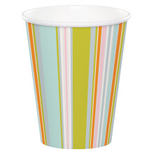 8 Jungle Striped Multicolored Paper Cups 256 ml