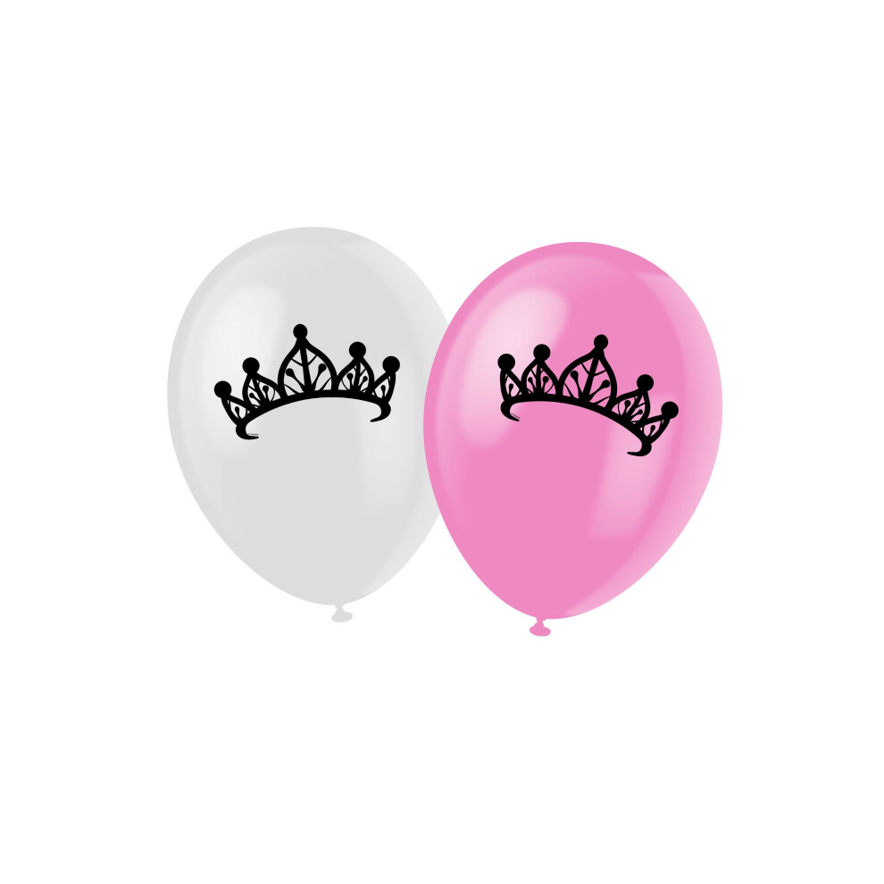 6 Pink Princess Latex Balloons 30 cm