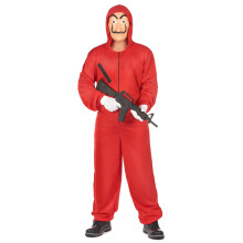 (XS (140-160cm)) Adult red thief jumpsuit costume