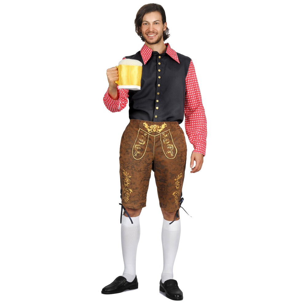 Rubies (L) Bavarian Checke Costume For Men Red/White/Black