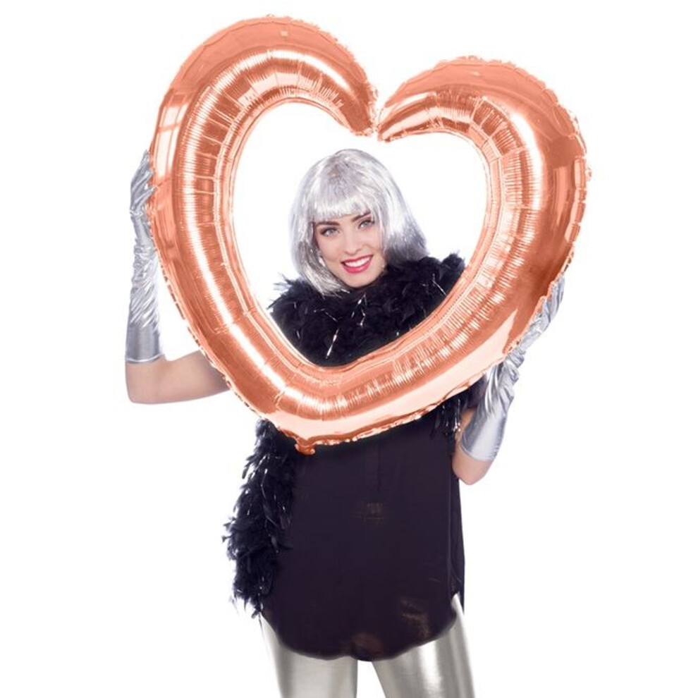 Rubies Rose Heart Frame Foil Balloon 80 Cm Gold
