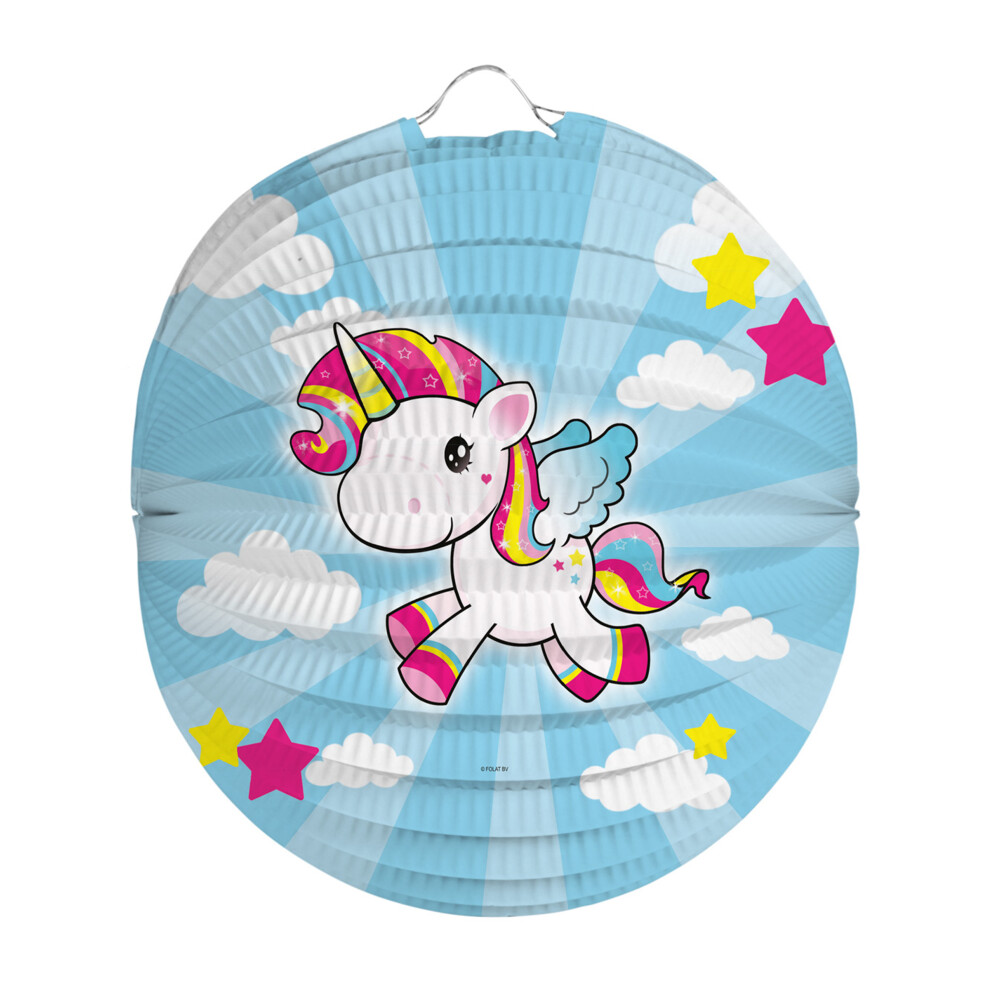 Rubies Unicorn Paper Lantern 22 Cm Blue