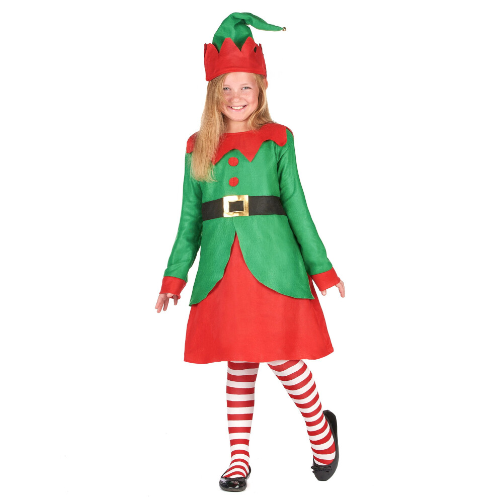 Rubies Girls' Christmas Elf Dress Costume Green/Red