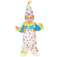 (18 - 24 months (89 - 93cm)) Baby pastel polka dot clown jumpsuit costume