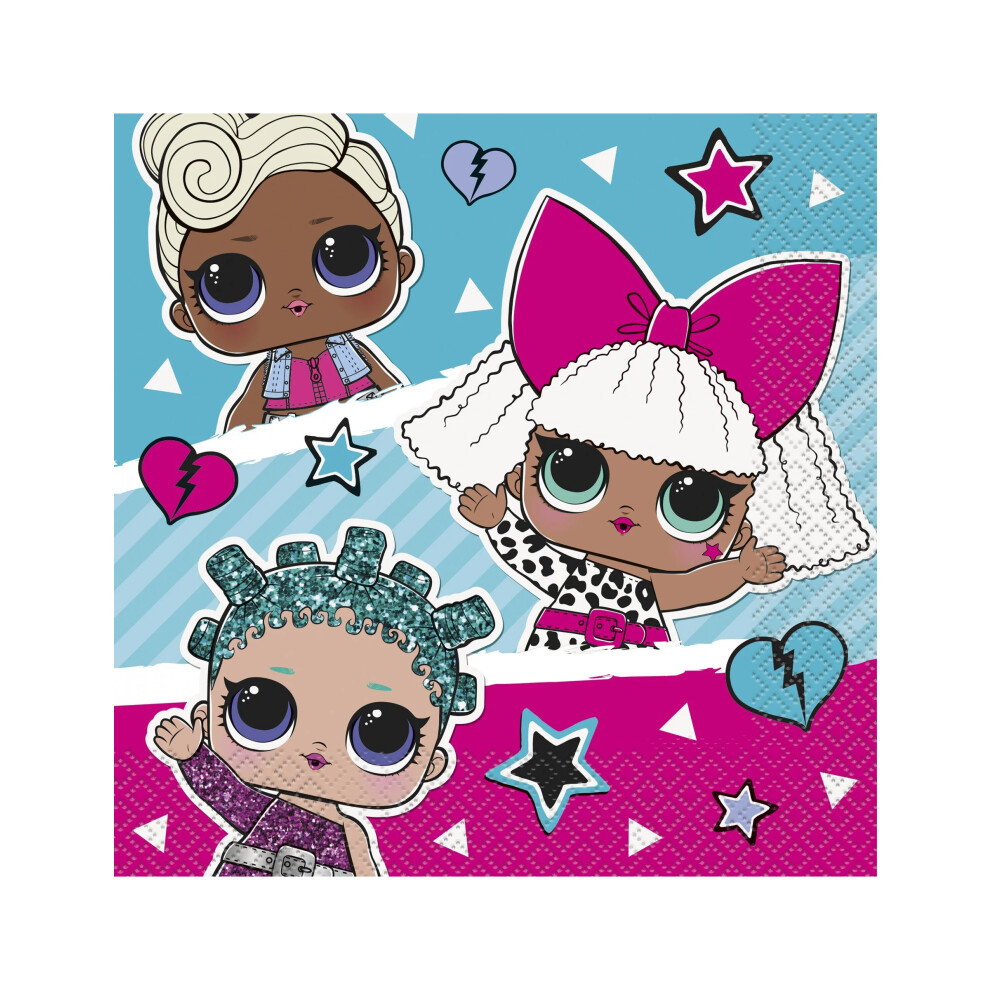 Rubies 16 Small Lol Surprise Paper Napkins 25 X 25 Cm