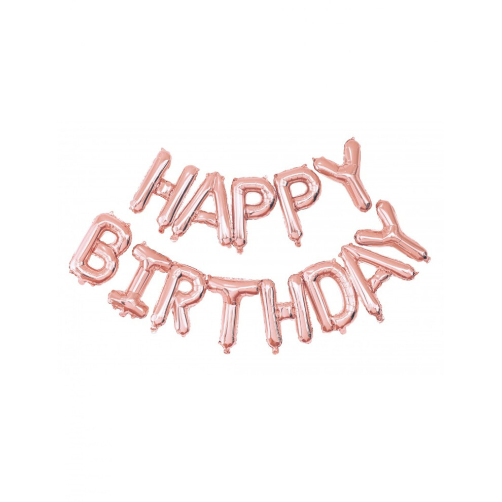 Happy Birthday rose gold foil balloons 305 x 35 cm