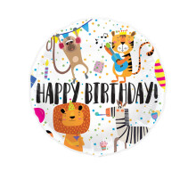 Aluminum balloon happy birthday animals 45cm