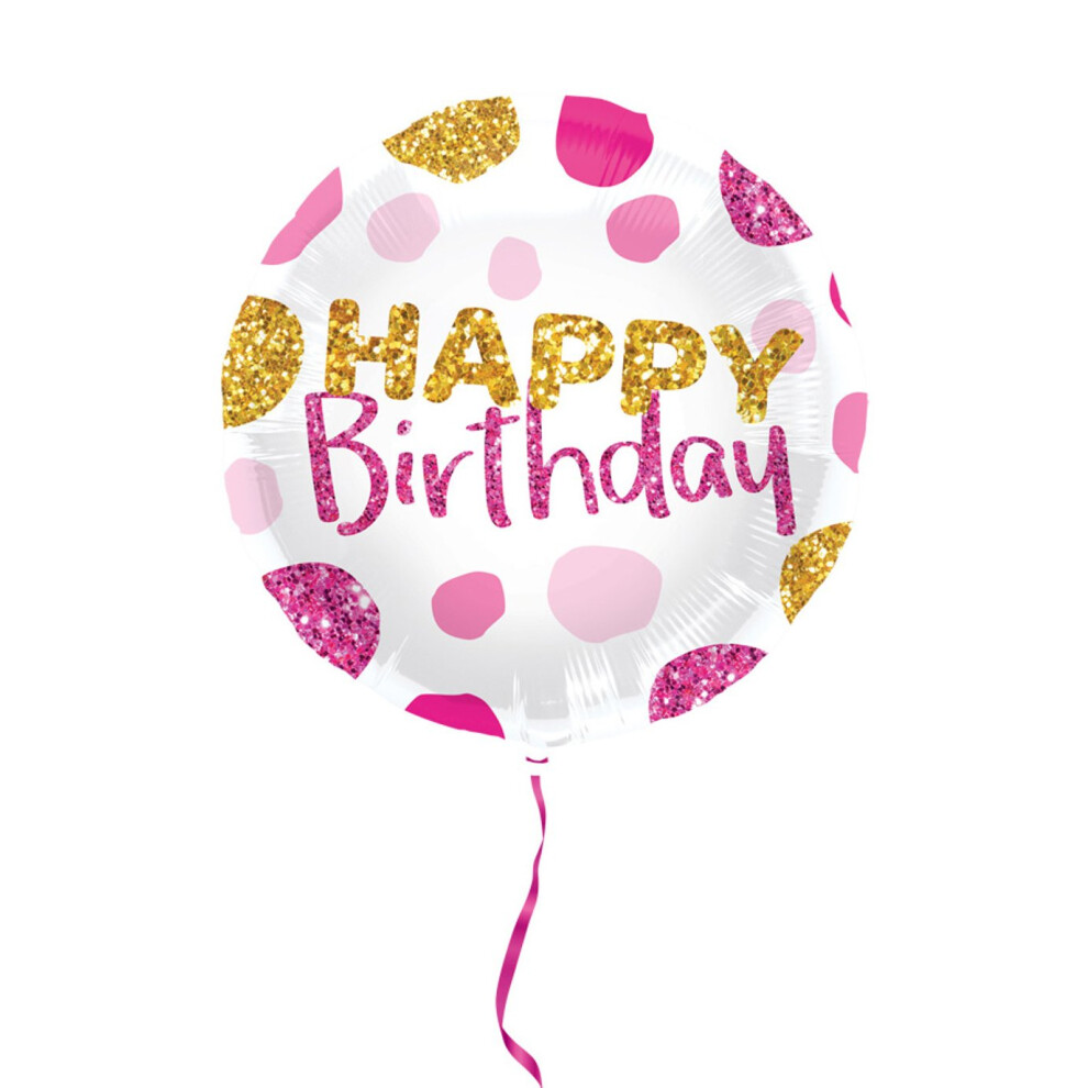 Rubies Pink And Gold Happy Birthday Foil Balloon 45Cm Pink,Gold