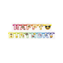 Happy Birthday Emoji Rainbow Cardboard Banner 1.8m
