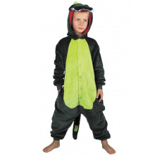(7-9 years (128 cm)) Green dino jumpsuit costume for children