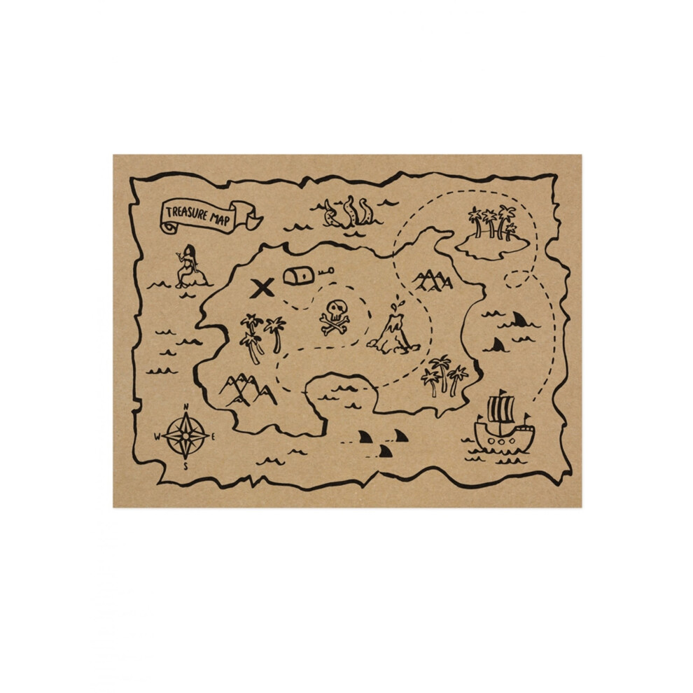 Rubies 6 Kraft Paper Placemats With Treasure Map 40 X 30 Cm