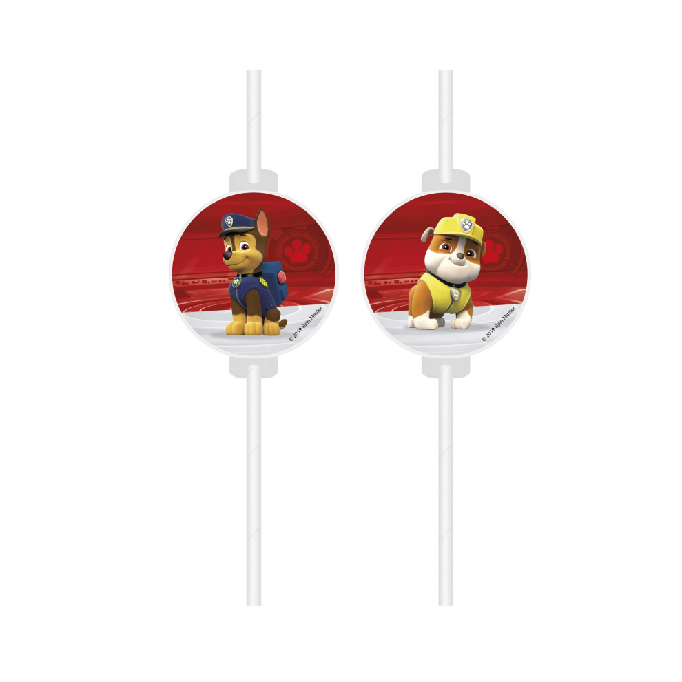 4 Paw Patrol Ready for Action Cardboard Medallion Straws