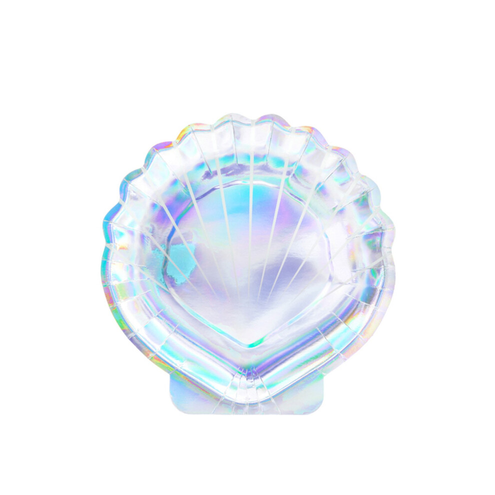 Rubies 6 Holographic Shell Shaped Paper Plates 18.5Cm