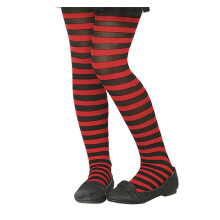 Children's red and black striped tights