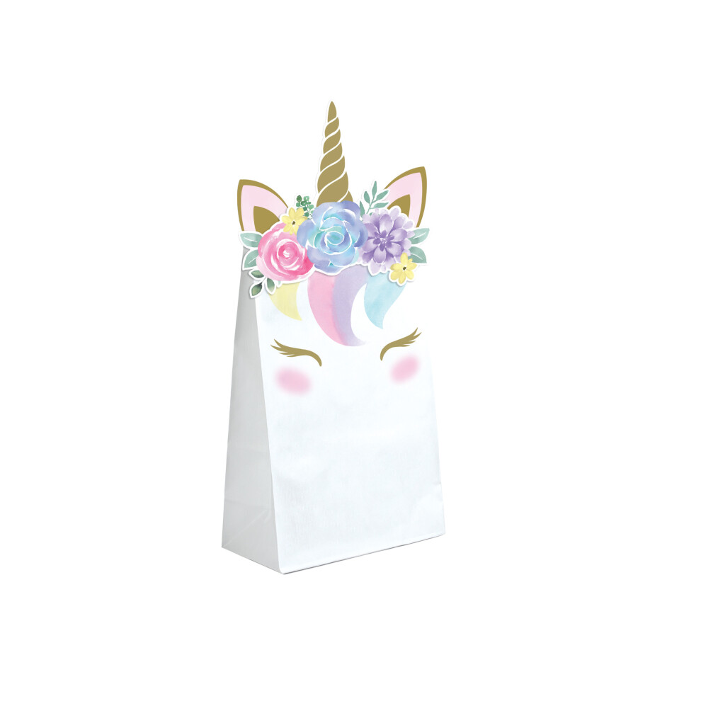 8 White Fairy Unicorn Paper Gift Bags 11.4 x 20 cm