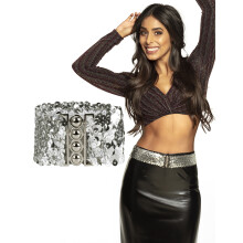 Adult silver sequin belt