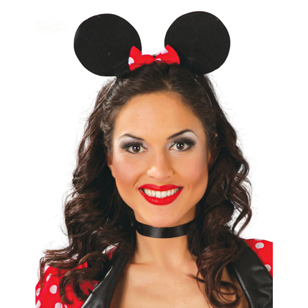 Rubies Women's Mouse Ears Headband Black/Red/White
