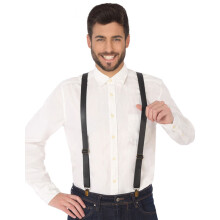 Adult black leatherette suspenders