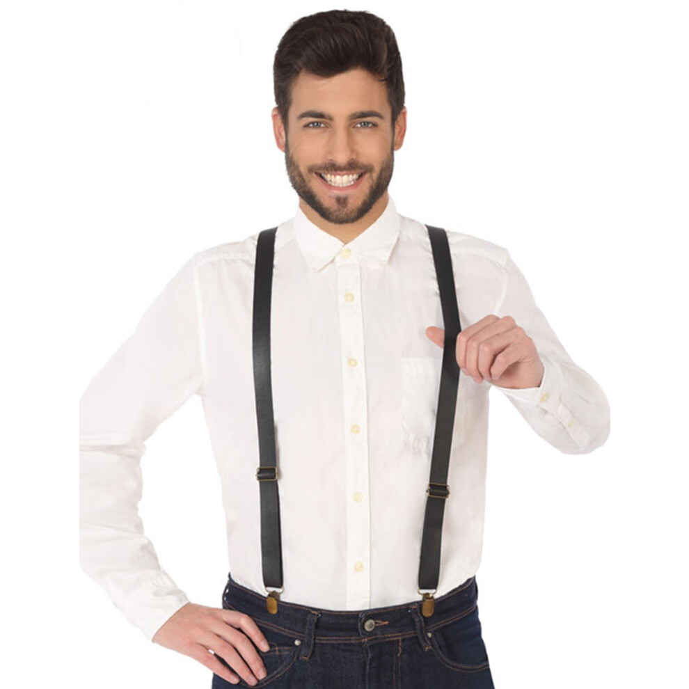 Rubies Adult Leatherette Suspenders Black