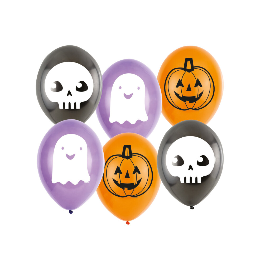 Rubies 6 Halloween Friends Latex Balloons 23 Cm Purple/Black/Orange