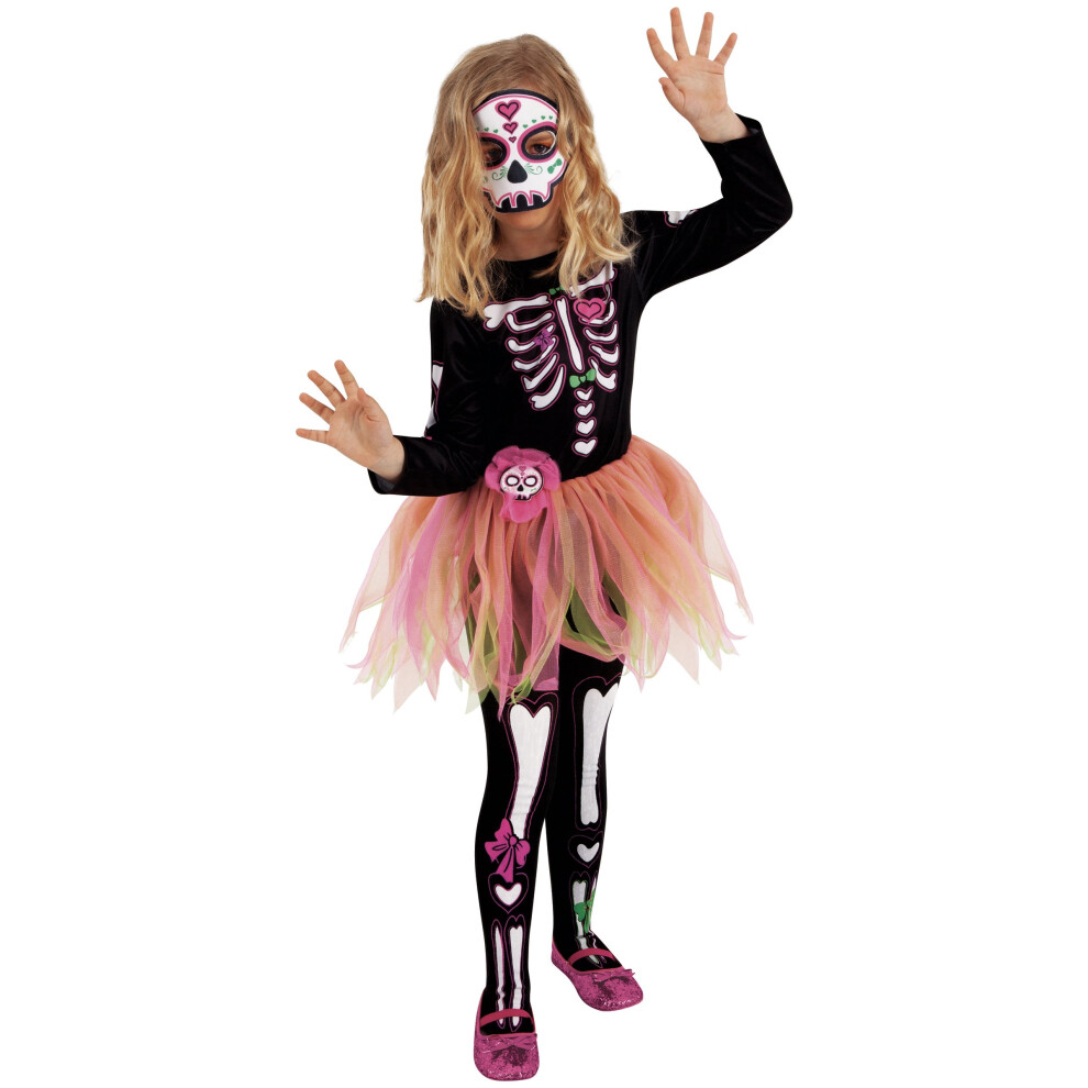 Rubies Miss Day Of The Dead Costume With Mask And Tights For Girls