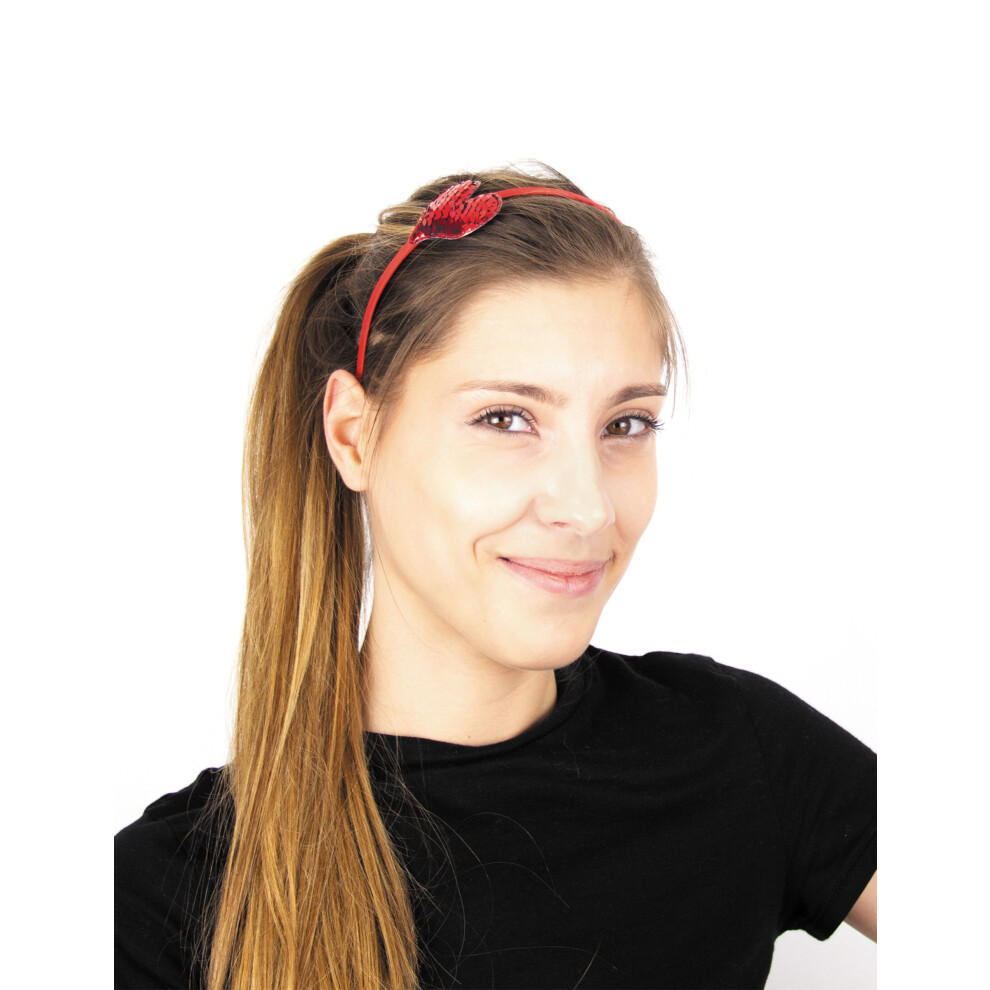 Rubies Adult Small Sequin Heart Headband Red