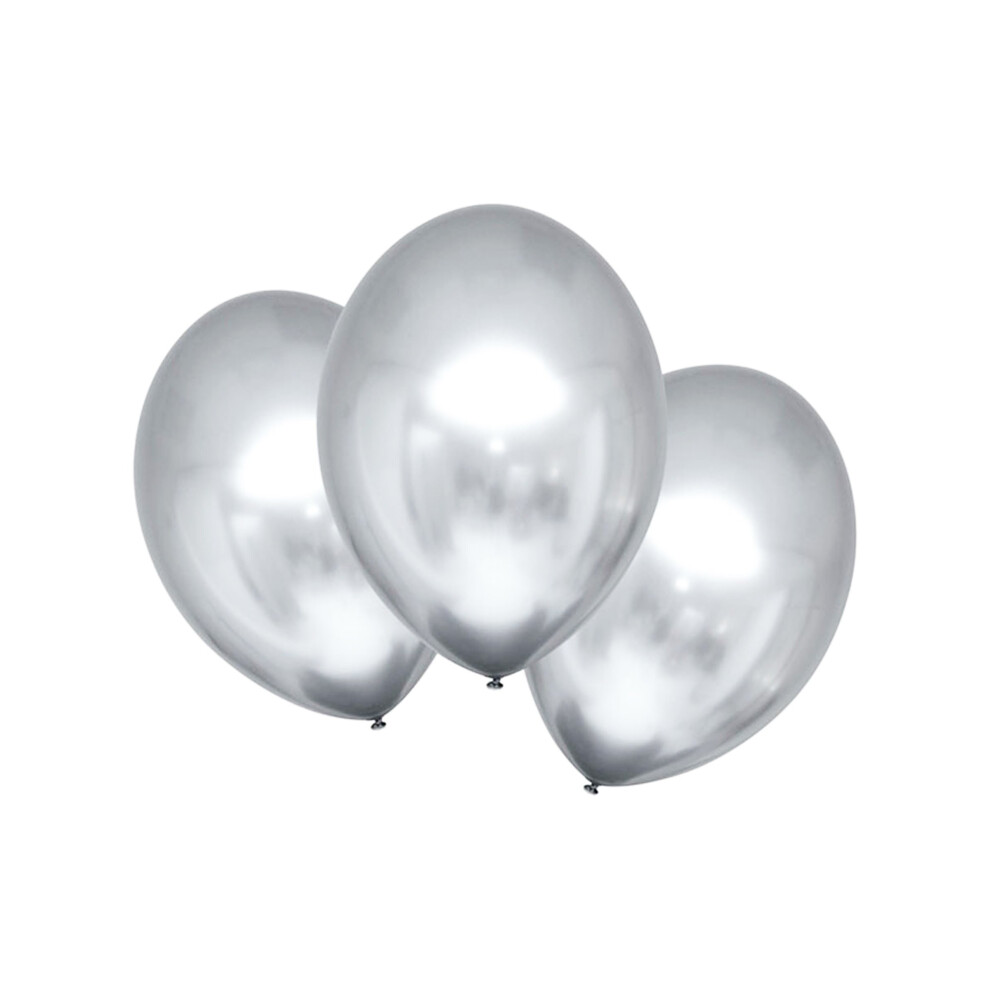 Rubies 6 Satin Silver Latex Balloons 28Cm