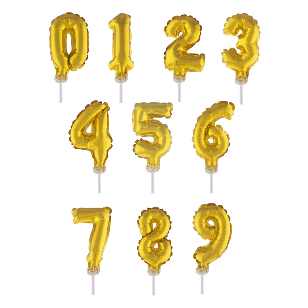 Rubies Number Balloon Cake Topper 12.7 Cm Gold