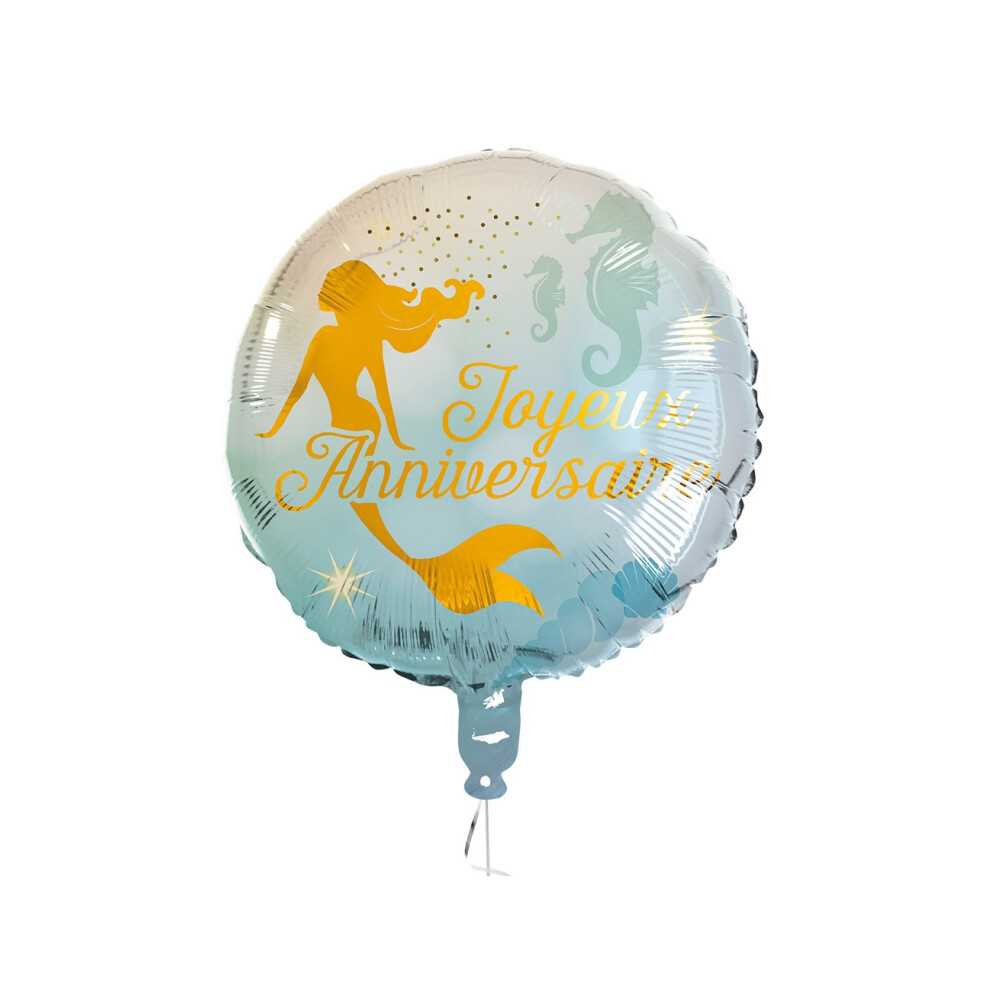 Rubies Happy Birthday Mermaid Foil Balloon 45Cm Sky Blue